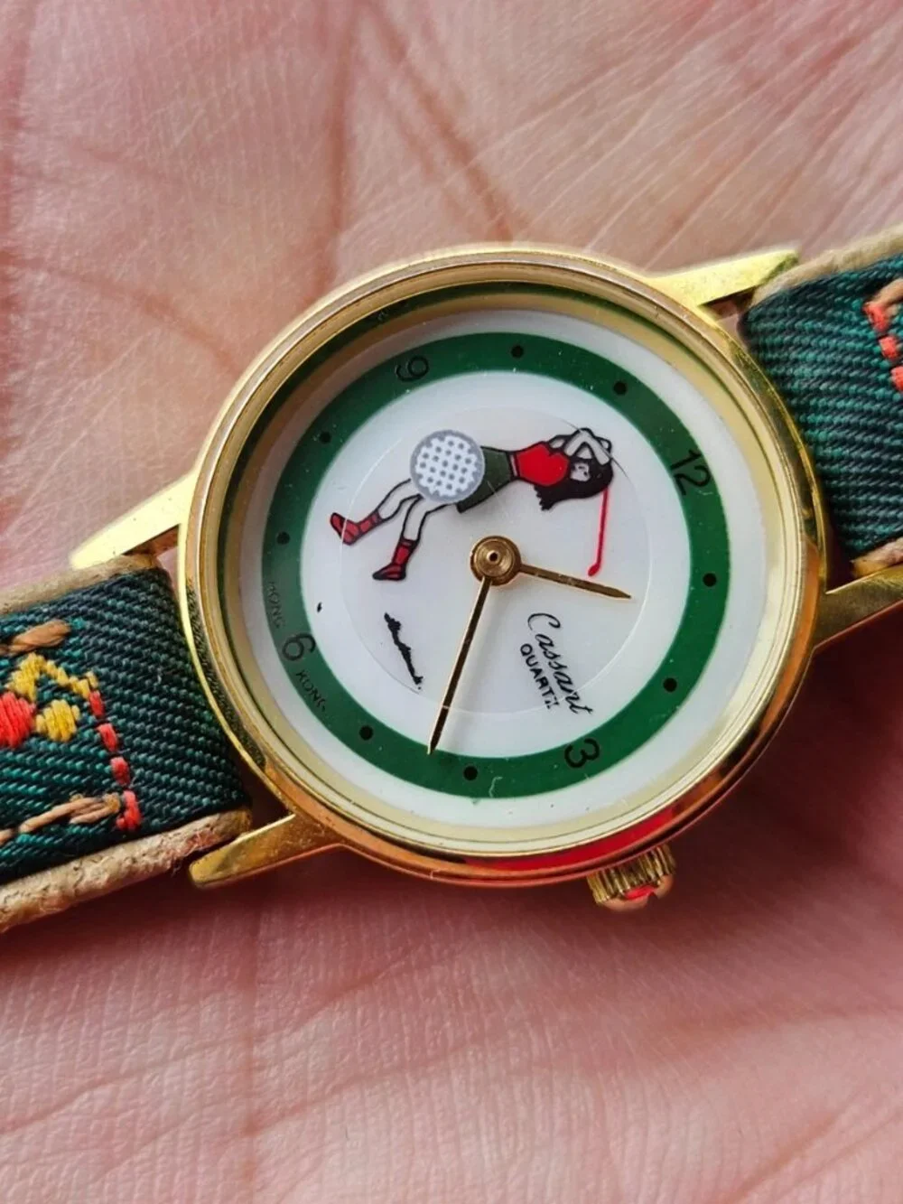 Vintage Cassant Quartz Wristwatch Ladies Golf Face Orbit Second Hand Watch